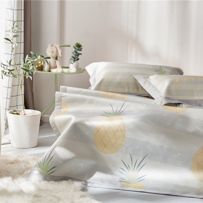 91家纺网 家纺一手货源 找家纺 时年家纺 2019新款凉席冰丝席冰露丝印花款 菠萝夏日（2）