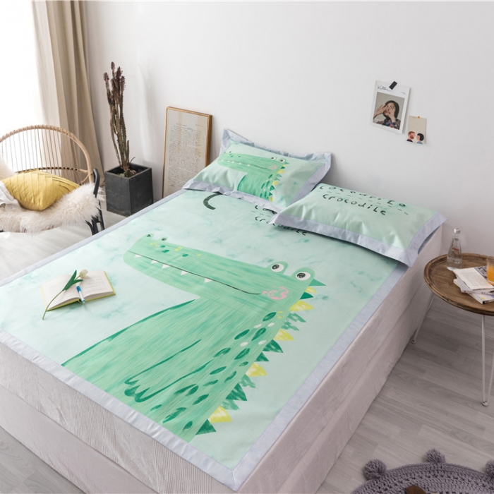 91家纺网 家纺一手货源 找家纺 时年家纺 2019新款凉席冰丝席冰露丝印花款 鳄鱼君