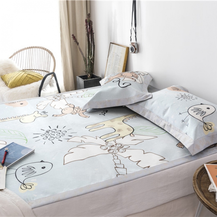 91家纺网 家纺一手货源 找家纺 时年家纺 2019新款凉席冰丝席冰露丝印花款 卡通乐园