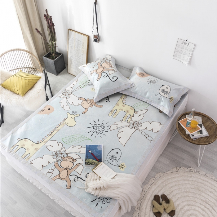 91家纺网 家纺一手货源 找家纺 时年家纺 2019新款凉席冰丝席冰露丝印花款 卡通乐园