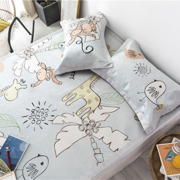 91家纺网 家纺一手货源 找家纺 时年家纺 2019新款凉席冰丝席冰露丝印花款 卡通乐园