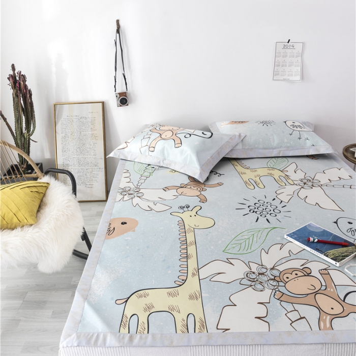 91家纺网 家纺一手货源 找家纺 时年家纺 2019新款凉席冰丝席冰露丝印花款 卡通乐园