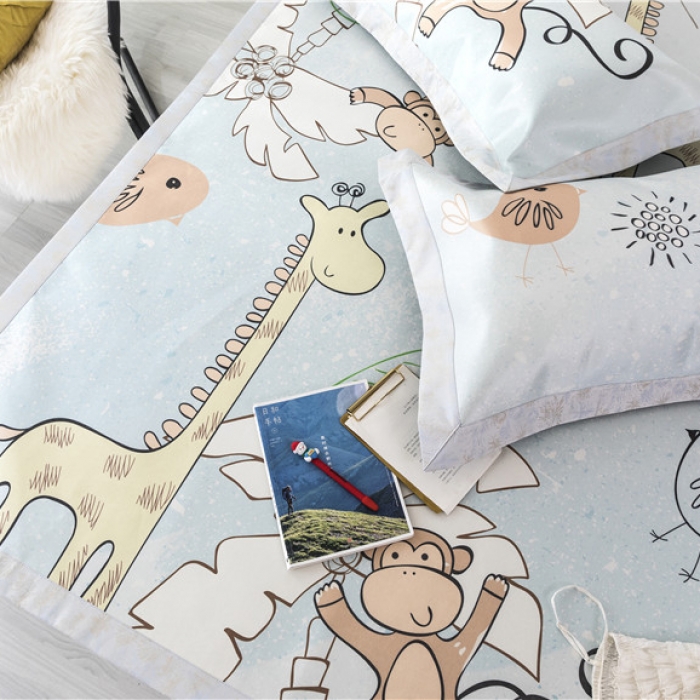 91家纺网 家纺一手货源 找家纺 时年家纺 2019新款凉席冰丝席冰露丝印花款 卡通乐园