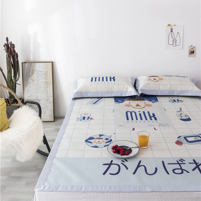 91家纺网 家纺一手货源 找家纺 时年家纺 2019新款凉席冰丝席冰露丝印花款 牛奶男孩