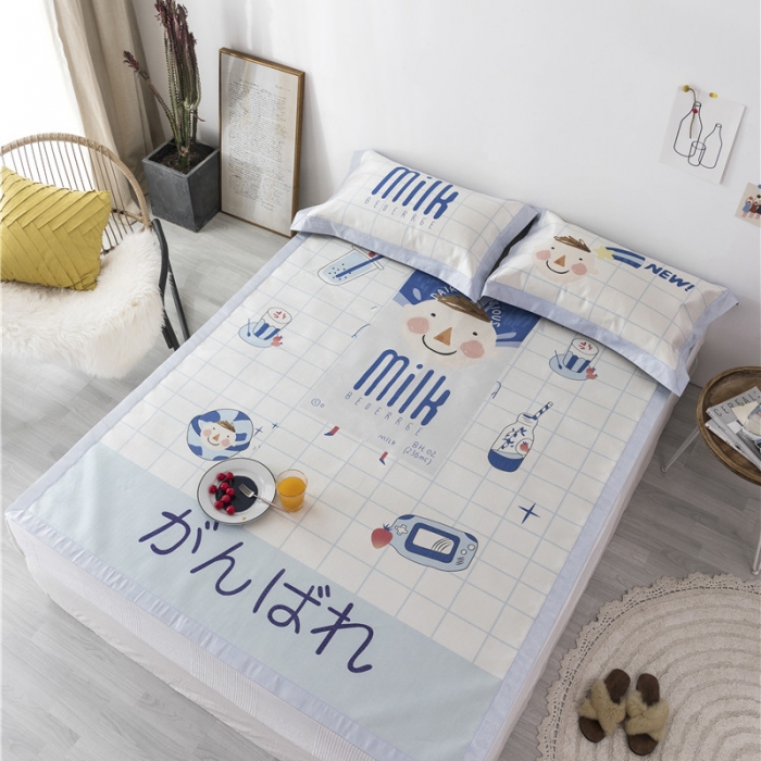 91家纺网 家纺一手货源 找家纺 时年家纺 2019新款凉席冰丝席冰露丝印花款 牛奶男孩