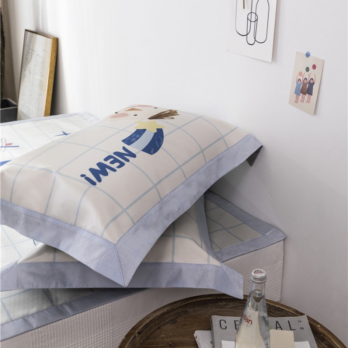 91家纺网 家纺一手货源 找家纺 时年家纺 2019新款凉席冰丝席冰露丝印花款 牛奶男孩