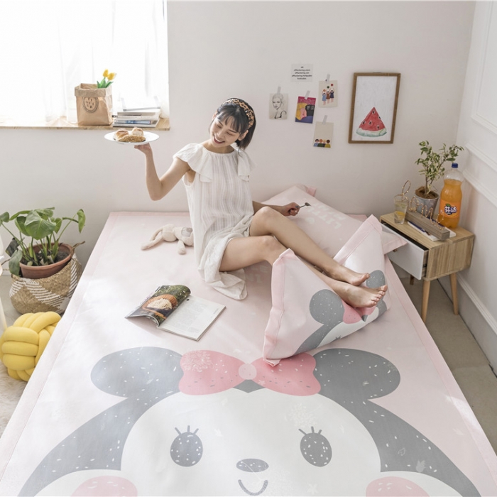 91家纺网 家纺一手货源 找家纺 时年家纺 2019新款凉席冰丝席水洗养生席 Mini女孩