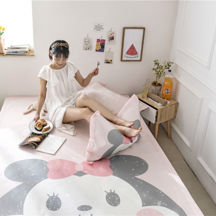 91家纺网 家纺一手货源 找家纺 时年家纺 2019新款凉席冰丝席水洗养生席 Mini女孩