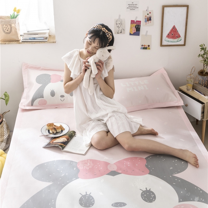 91家纺网 家纺一手货源 找家纺 时年家纺 2019新款凉席冰丝席水洗养生席 Mini女孩