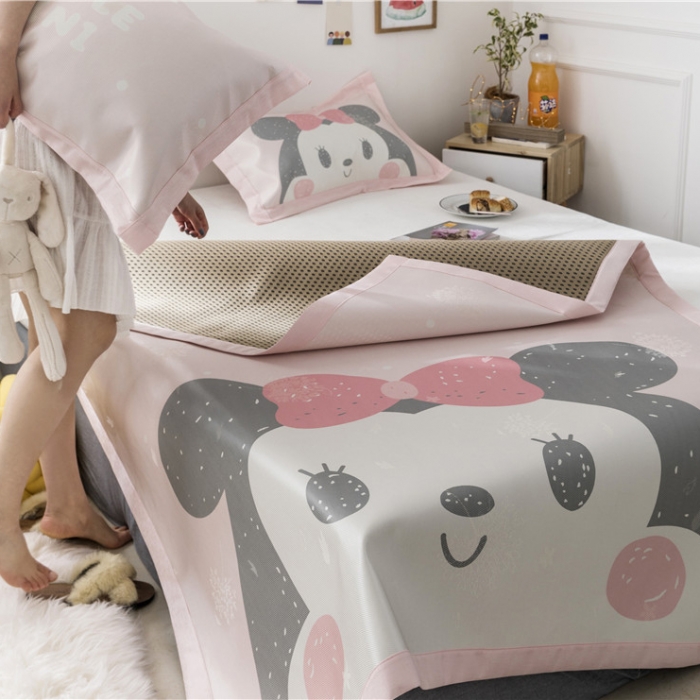 91家纺网 家纺一手货源 找家纺 时年家纺 2019新款凉席冰丝席水洗养生席 Mini女孩