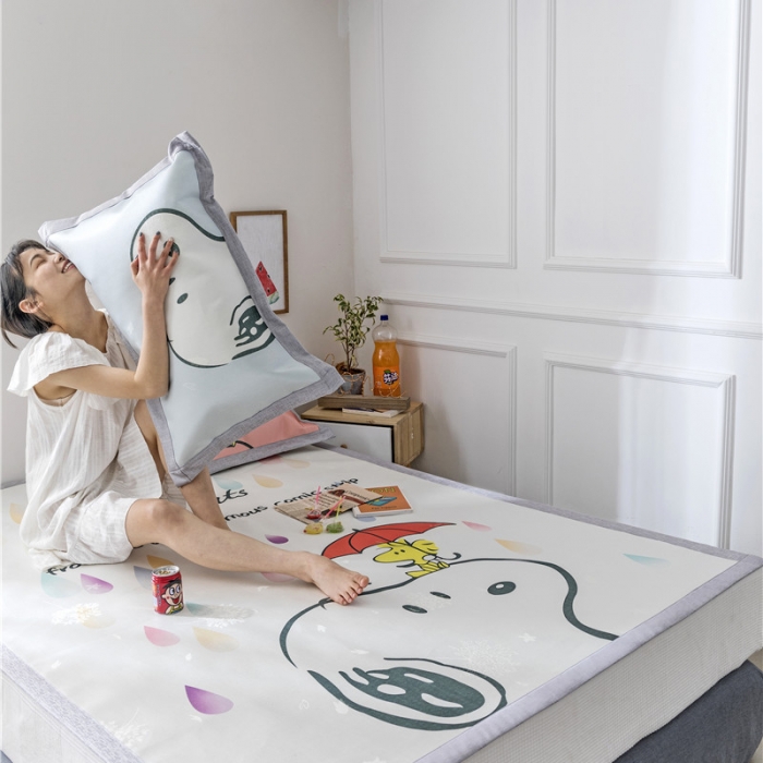 91家纺网 家纺一手货源 找家纺 时年家纺 2019新款凉席冰丝席水洗养生席 彩虹雨