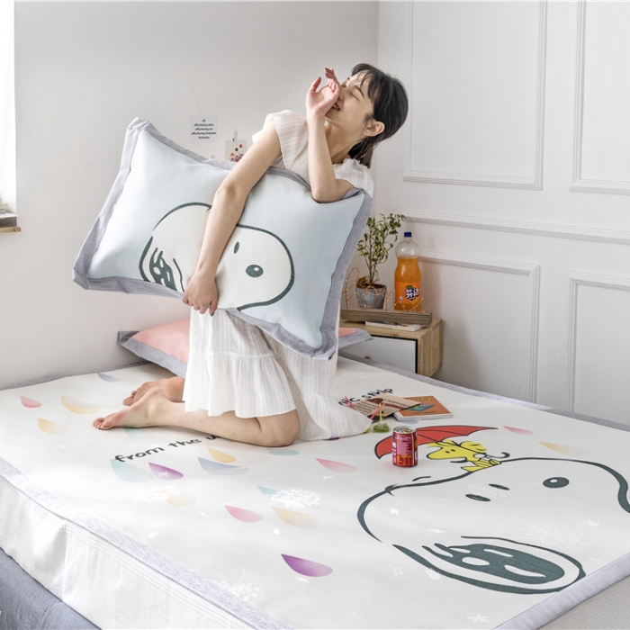 91家纺网 家纺一手货源 找家纺 时年家纺 2019新款凉席冰丝席水洗养生席 彩虹雨