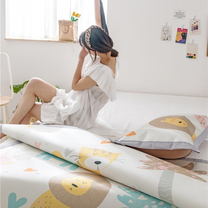 91家纺网 家纺一手货源 找家纺 时年家纺 2019新款凉席冰丝席水洗养生席 动物园