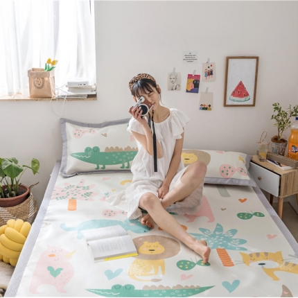 时年家纺 2019新款凉席冰丝席水洗养生席 动物园