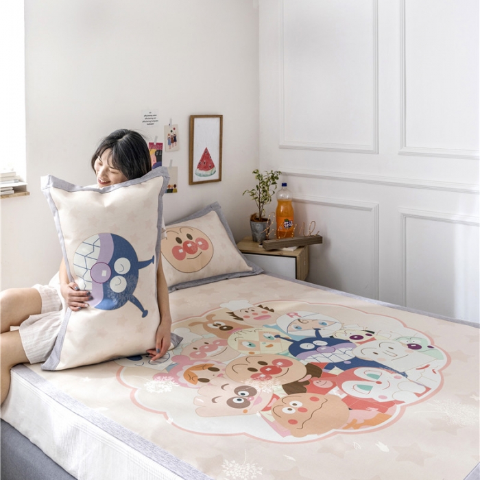 91家纺网 家纺一手货源 找家纺 时年家纺 2019新款凉席冰丝席水洗养生席 面包超人