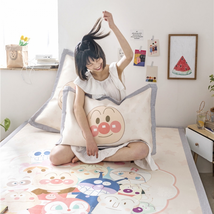 91家纺网 家纺一手货源 找家纺 时年家纺 2019新款凉席冰丝席水洗养生席 面包超人