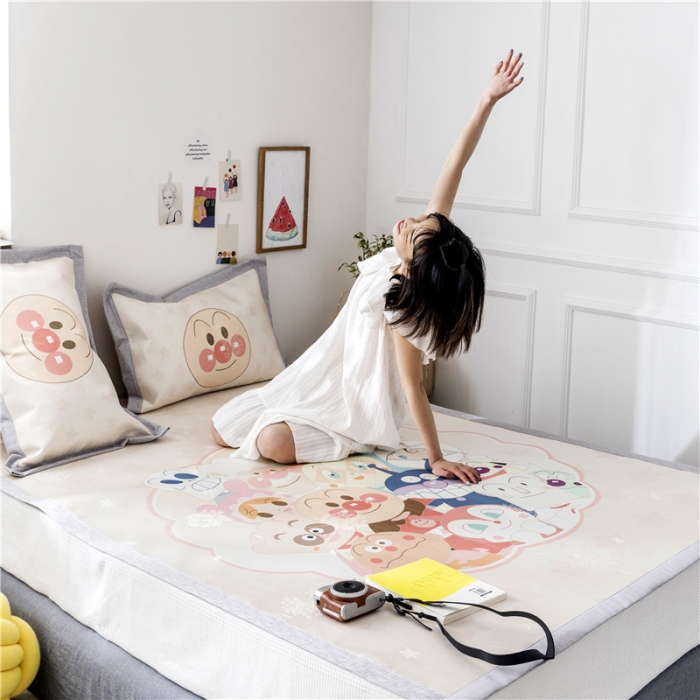 91家纺网 家纺一手货源 找家纺 时年家纺 2019新款凉席冰丝席水洗养生席 面包超人