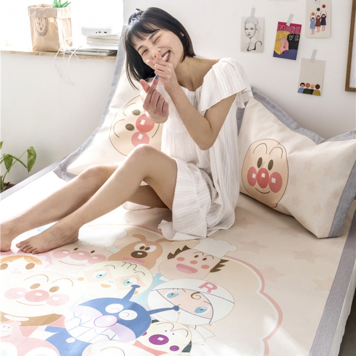 91家纺网 家纺一手货源 找家纺 时年家纺 2019新款凉席冰丝席水洗养生席 面包超人