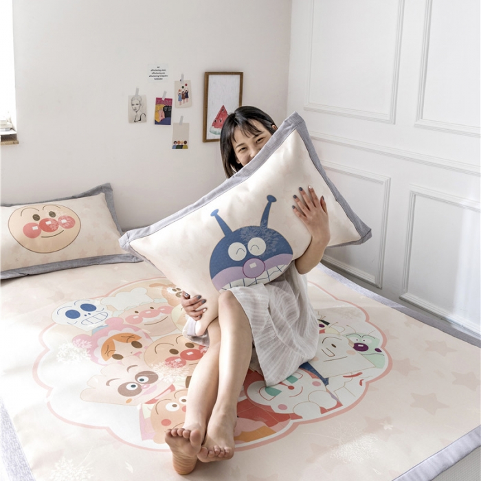 91家纺网 家纺一手货源 找家纺 时年家纺 2019新款凉席冰丝席水洗养生席 面包超人