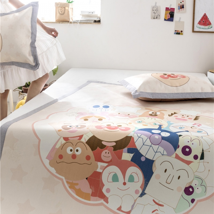 91家纺网 家纺一手货源 找家纺 时年家纺 2019新款凉席冰丝席水洗养生席 面包超人