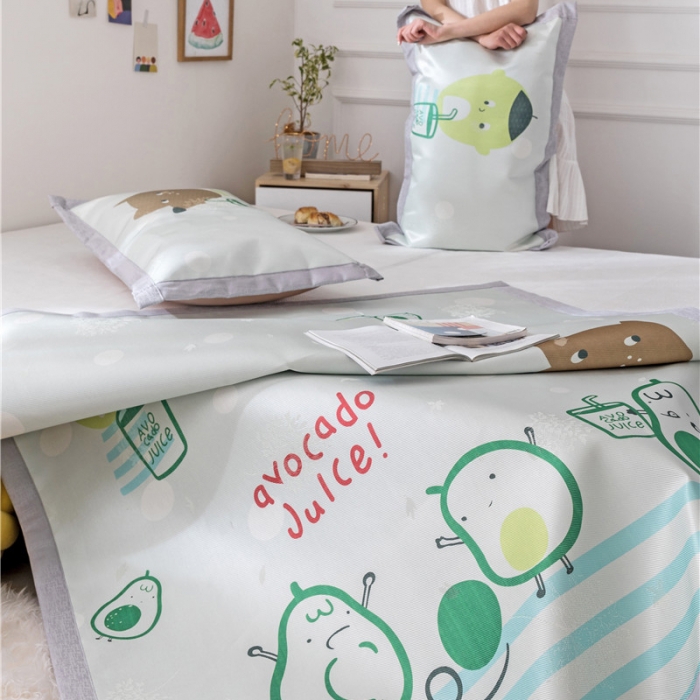 91家纺网 家纺一手货源 找家纺 时年家纺 2019新款凉席冰丝席水洗养生席 牛油果乐