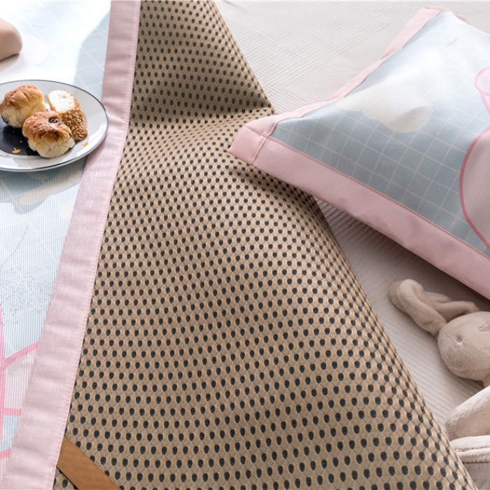 91家纺网 家纺一手货源 找家纺 时年家纺 2019新款凉席冰丝席水洗养生席 佩奇小猪