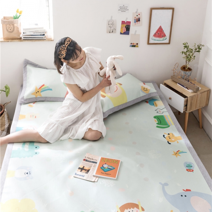 91家纺网 家纺一手货源 找家纺 时年家纺 2019新款凉席冰丝席水洗养生席 早上好