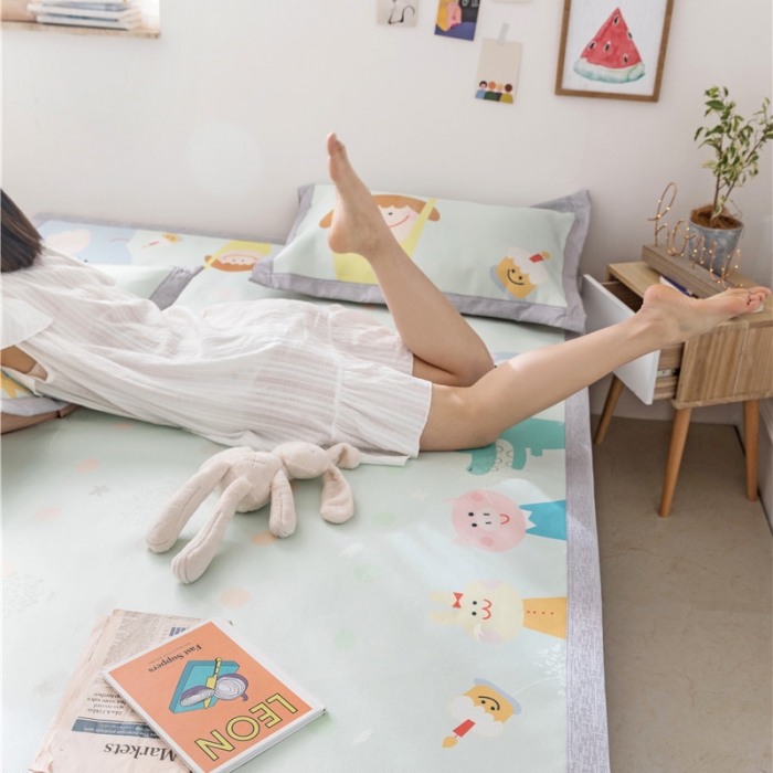 91家纺网 家纺一手货源 找家纺 时年家纺 2019新款凉席冰丝席水洗养生席 早上好