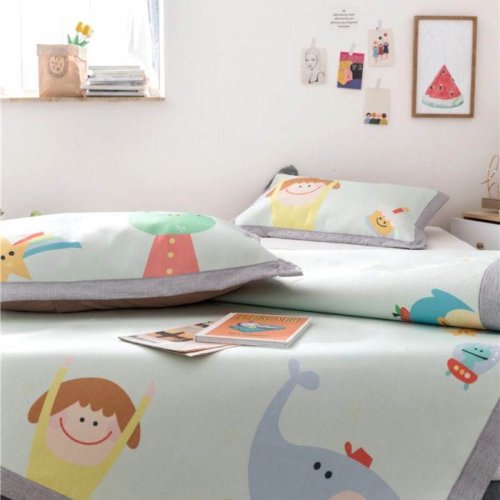 91家纺网 家纺一手货源 找家纺 时年家纺 2019新款凉席冰丝席水洗养生席 早上好