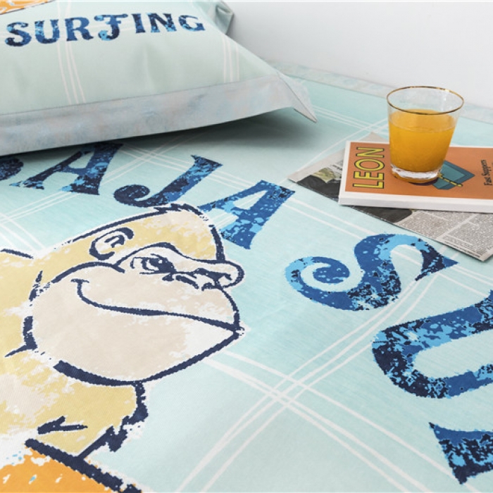 91家纺网 家纺一手货源 找家纺 时年家纺 2019新款凉席冰丝席冰露丝印花款 冲浪猩猩