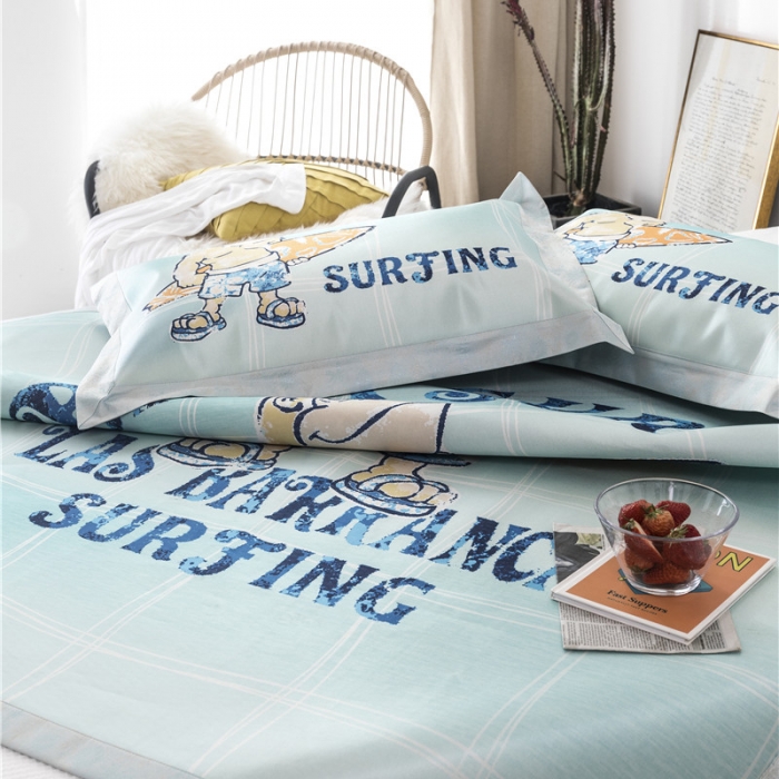 91家纺网 家纺一手货源 找家纺 时年家纺 2019新款凉席冰丝席冰露丝印花款 冲浪猩猩