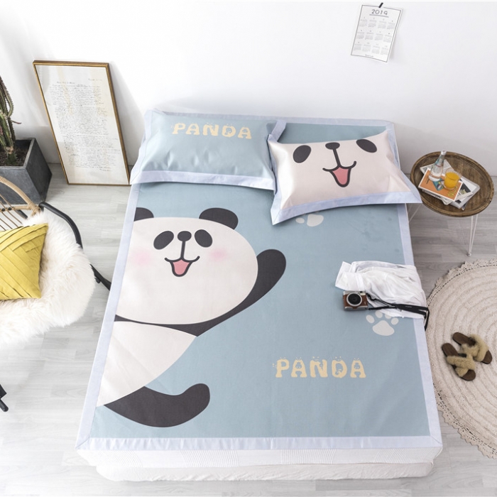 91家纺网 家纺一手货源 找家纺 时年家纺 2019新款凉席冰丝席冰露丝印花款 大熊猫