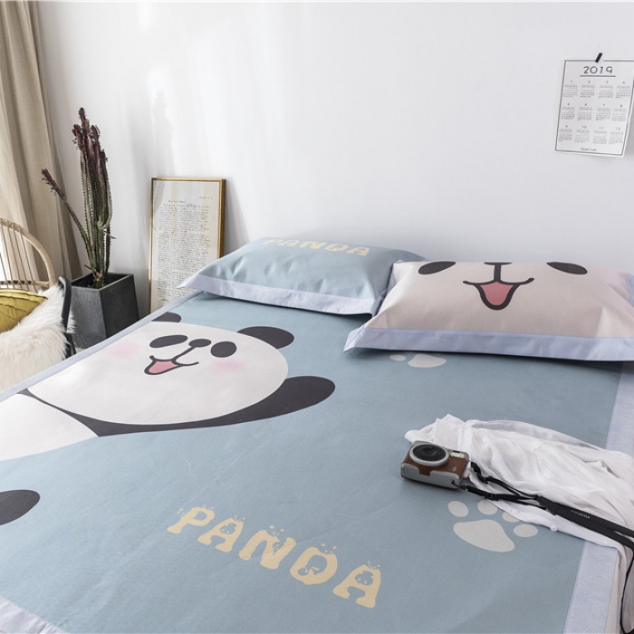 91家纺网 家纺一手货源 找家纺 时年家纺 2019新款凉席冰丝席冰露丝印花款 大熊猫