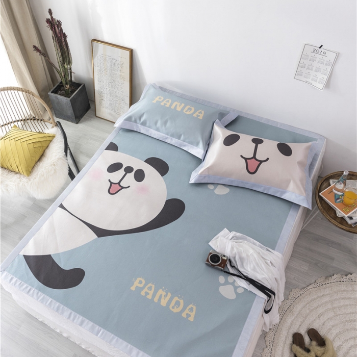 91家纺网 家纺一手货源 找家纺 时年家纺 2019新款凉席冰丝席冰露丝印花款 大熊猫