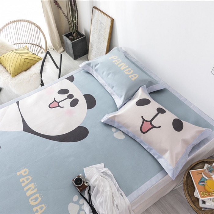 91家纺网 家纺一手货源 找家纺 时年家纺 2019新款凉席冰丝席冰露丝印花款 大熊猫