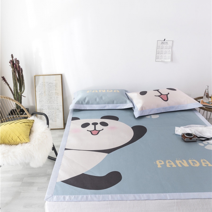 91家纺网 家纺一手货源 找家纺 时年家纺 2019新款凉席冰丝席冰露丝印花款 大熊猫