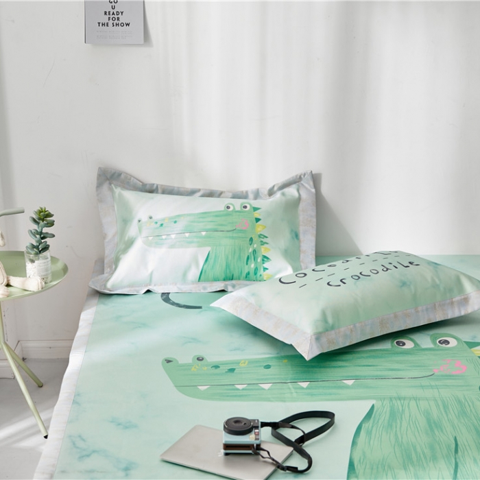 91家纺网 家纺一手货源 找家纺 时年家纺 2019新款凉席冰丝席冰露丝印花款 鳄鱼君（2）