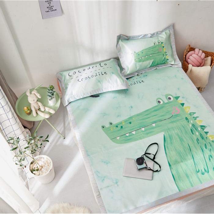 91家纺网 家纺一手货源 找家纺 时年家纺 2019新款凉席冰丝席冰露丝印花款 鳄鱼君（2）