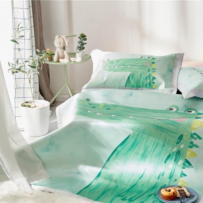 91家纺网 家纺一手货源 找家纺 时年家纺 2019新款凉席冰丝席冰露丝印花款 鳄鱼君（2）