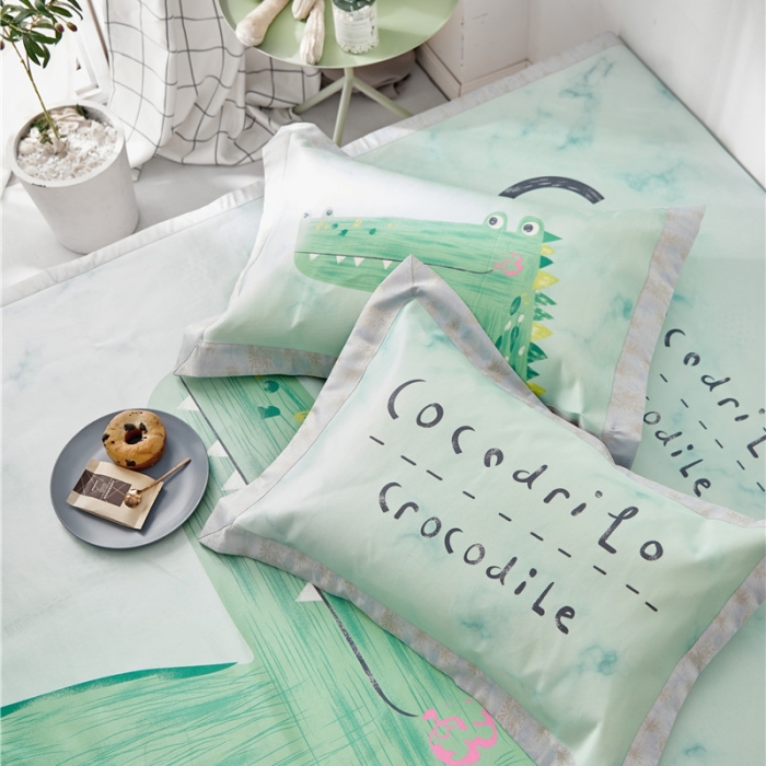 91家纺网 家纺一手货源 找家纺 时年家纺 2019新款凉席冰丝席冰露丝印花款 鳄鱼君（2）