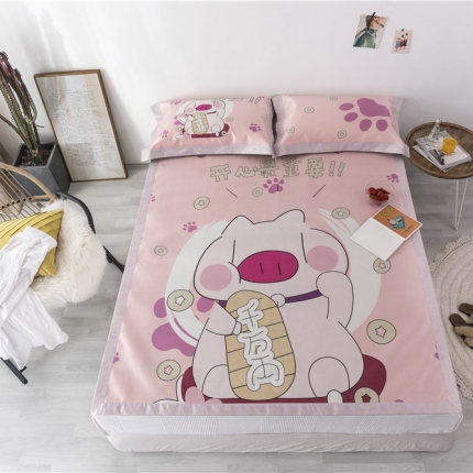 时年家纺 2019新款凉席冰丝席冰露丝印花款 发财猪猪