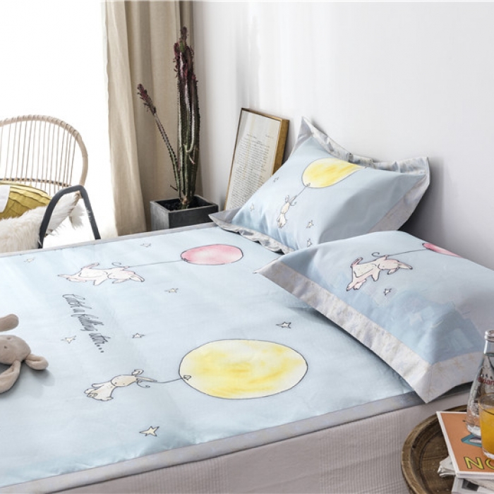 91家纺网 家纺一手货源 找家纺 时年家纺 2019新款凉席冰丝席冰露丝印花款 梦中兔