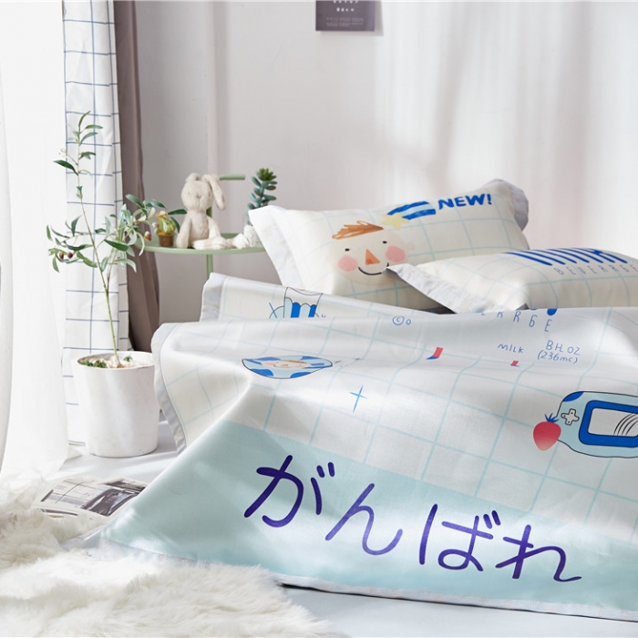 91家纺网 家纺一手货源 找家纺 时年家纺 2019新款凉席冰丝席冰露丝印花款 牛奶男孩（2）