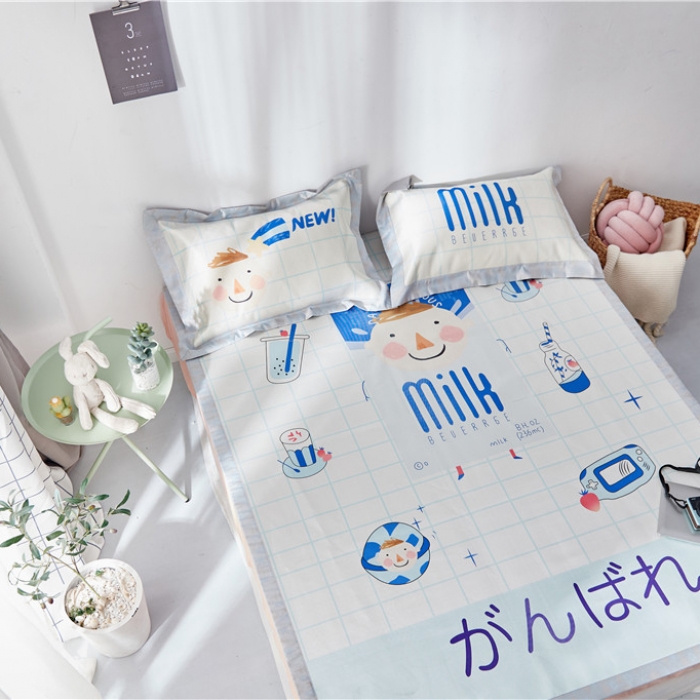 91家纺网 家纺一手货源 找家纺 时年家纺 2019新款凉席冰丝席冰露丝印花款 牛奶男孩（2）