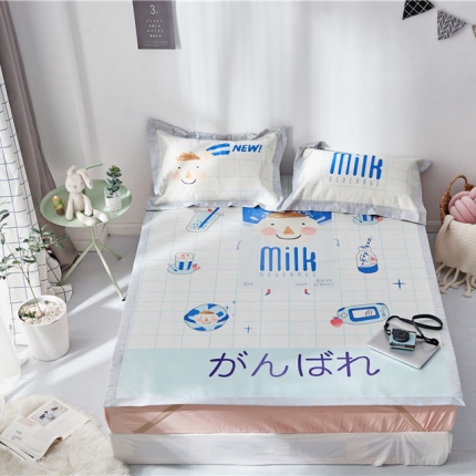 时年家纺 2019新款凉席冰丝席冰露丝印花款 牛奶男孩（2）