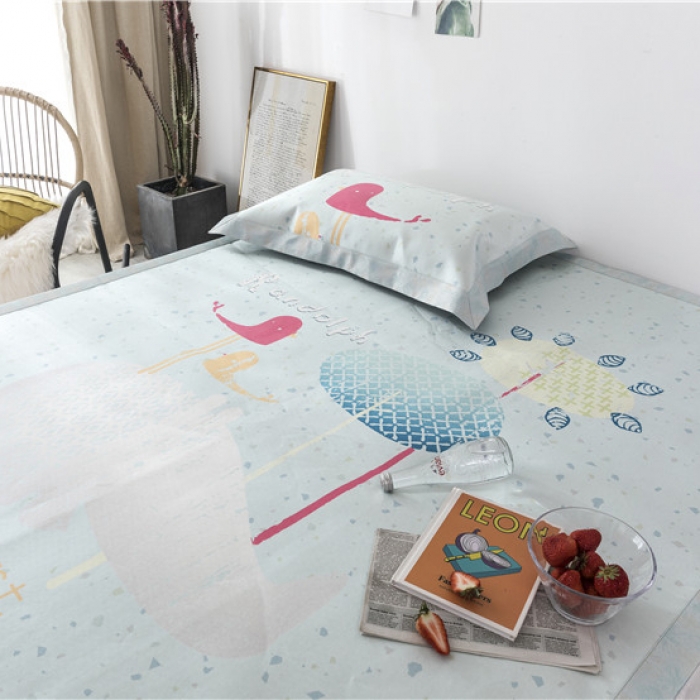 91家纺网 家纺一手货源 找家纺 时年家纺 2019新款凉席冰丝席冰露丝印花款 奇幻森林