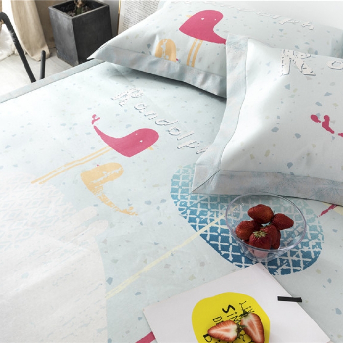 91家纺网 家纺一手货源 找家纺 时年家纺 2019新款凉席冰丝席冰露丝印花款 奇幻森林