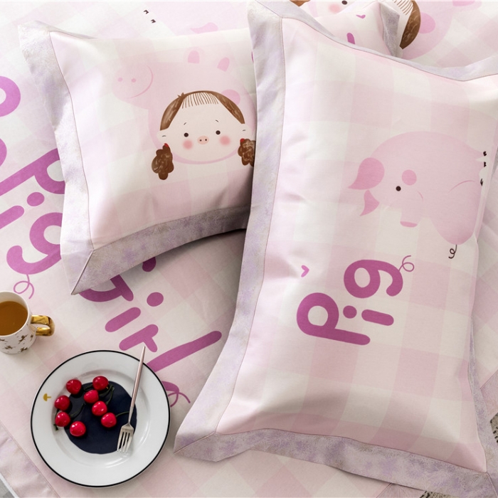 91家纺网 家纺一手货源 找家纺 时年家纺 2019新款凉席冰丝席冰露丝印花款 猪猪女孩