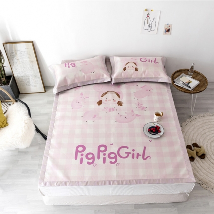 时年家纺 2019新款凉席冰丝席冰露丝印花款 猪猪女孩