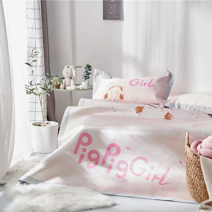 91家纺网 家纺一手货源 找家纺 时年家纺 2019新款凉席冰丝席冰露丝印花款 猪猪女孩（2）